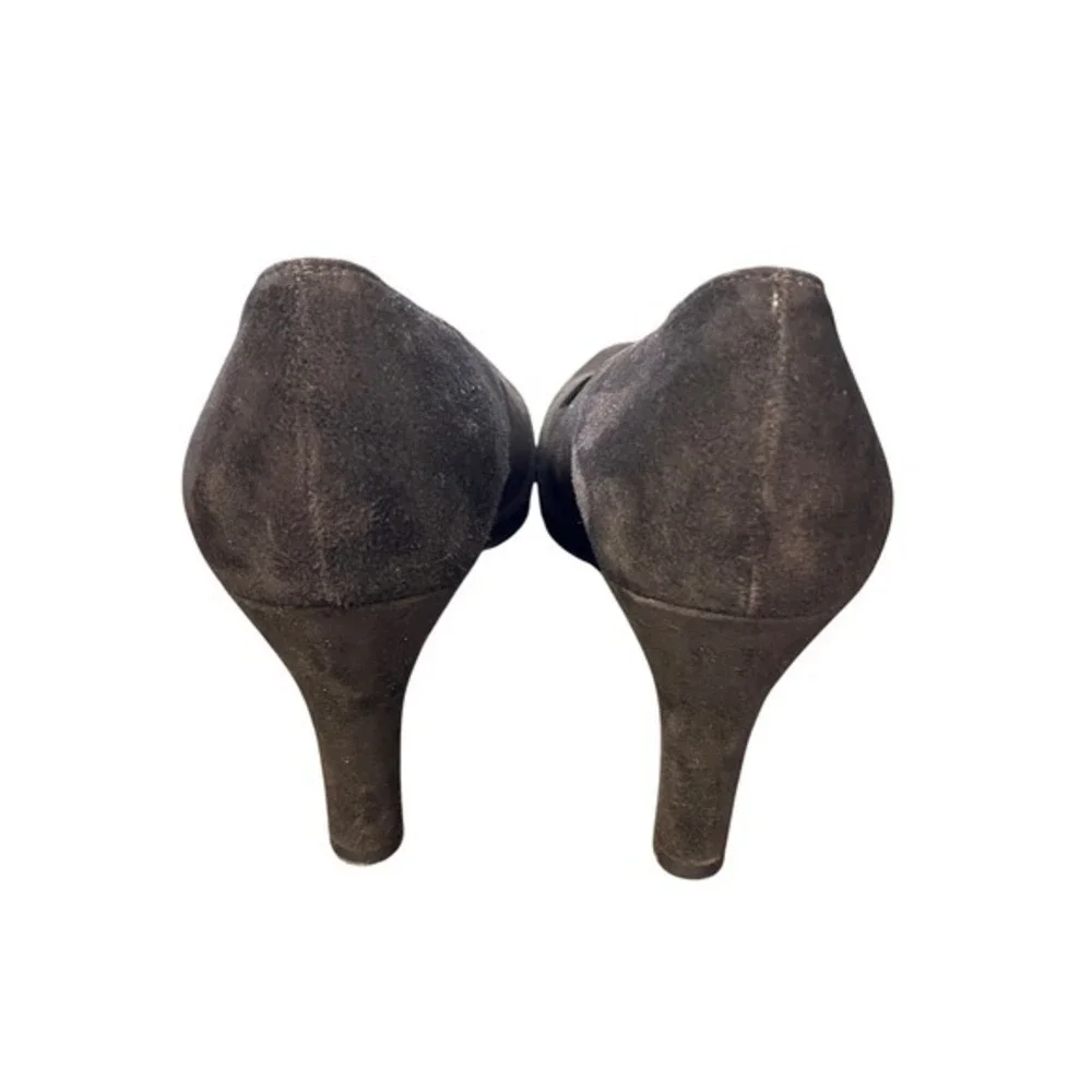 Stuart Weitzman Brown Suede Pointed‎ Toe Pumps with Ribbon Detail Size 6.5 M